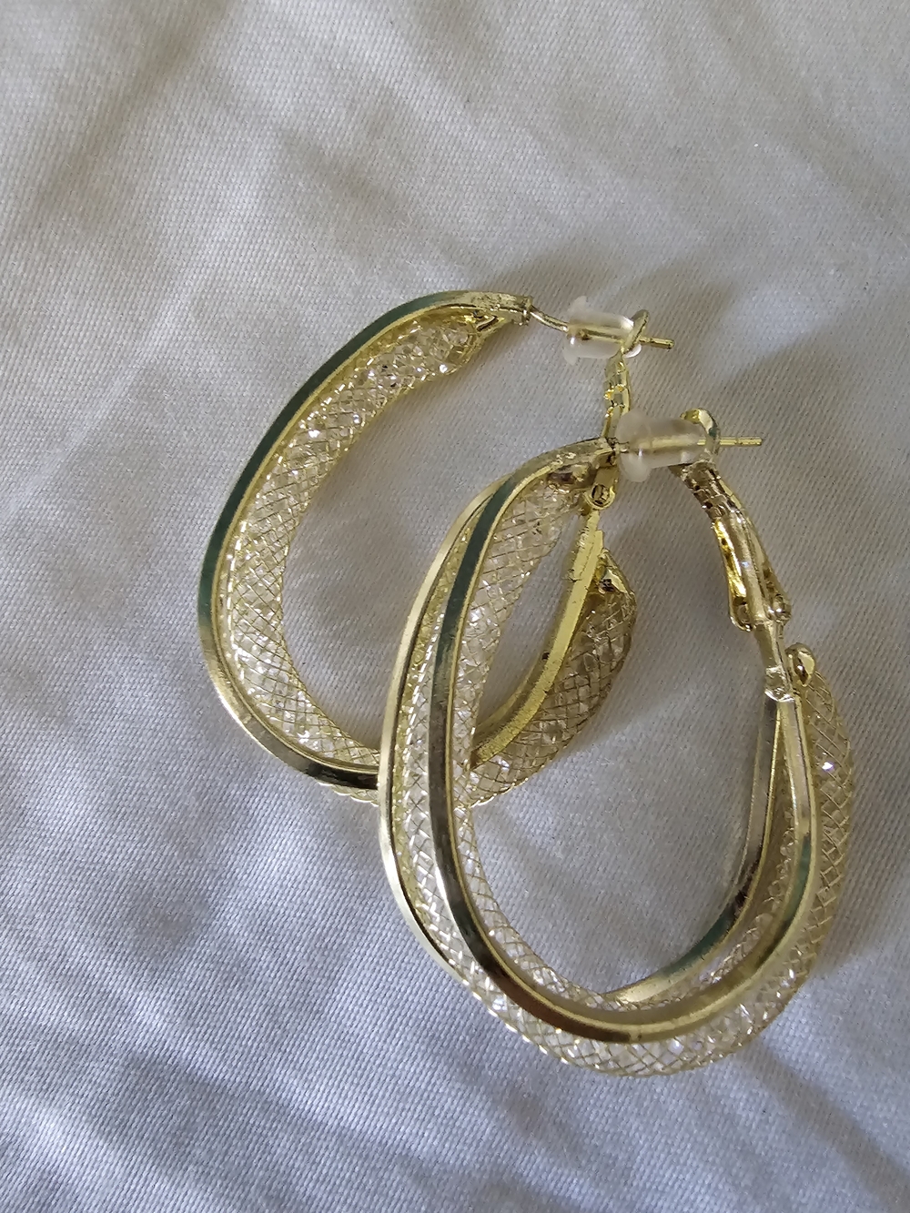 Gold Hoop Earrings - Classic Textured Double Hoop